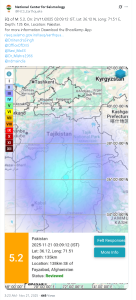 पाकिस्तान में आया 5.2 तीव्रता का भूकंप