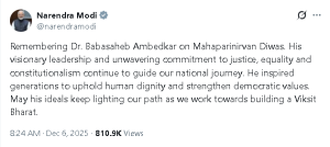 पीएम मोदी ने महापरिनिर्वाण दिवस पर डॉ. बाबासाहेब अंबेडकर को श्रद्धांजलि दी
