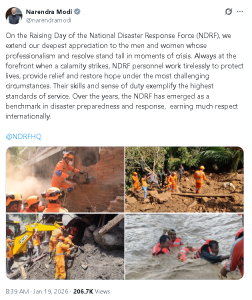 पीएम मोदी ने एनडीआरएफ को स्थापना दिवस की दीं शुभकामनाएं