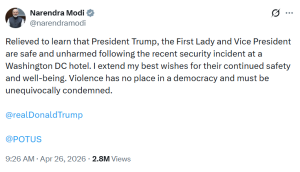 पीएम मोदी ने व्हाइट हाउस कॉरेस्पोंडेंट्स डिनर में हुई गोलीबारी की घटना की निंदा की