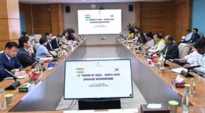 भारत-कोरिया व्यापक आर्थिक साझेदारी समझौता के उन्नयन वार्ता का 12वां दौर नई दिल्ली में हुआ संपन्न