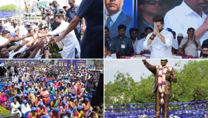 आंध्र प्रदेश : केंद्रीय मंत्री चिराग पासवान ने डॉ. बी.आर. आम्‍बेडकर की कांस्य प्रतिमा का अनावरण किया