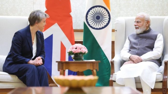 ब्रिटेन की विदेश मंत्री यवेट कूपर ने पीएम मोदी से की मुलाकात
