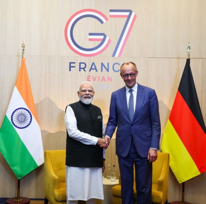 PM Modi holds bilateral meeting with German Chancellor Friedrich Merz on sidelines of G7 Summit in France