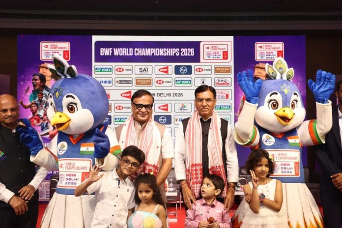 केंद्रीय मंत्री मांडविया ने असम के सीएम और बीएआई अध्यक्ष के साथ BWF वर्ल्ड चैंपियनशिप 2026 के लिए एंथम और मैस्कॉट का अनावरण किया केंद्रीय मंत्री मांडविया ने असम के सीएम और बीएआई अध्यक्ष के साथ BWF वर्ल्ड चैंपियनशिप 2026 के लिए एंथम और मैस्कॉट का अनावरण किया