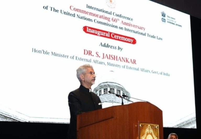 विदेश मंत्री डॉ. एस जयशंकर ने UNCITRAL की 60वीं वर्षगांठ के उपलक्ष्य में आयोजित अंतरराष्ट्रीय सम्मेलन के उद्घाटन सत्र को संबोधित किया