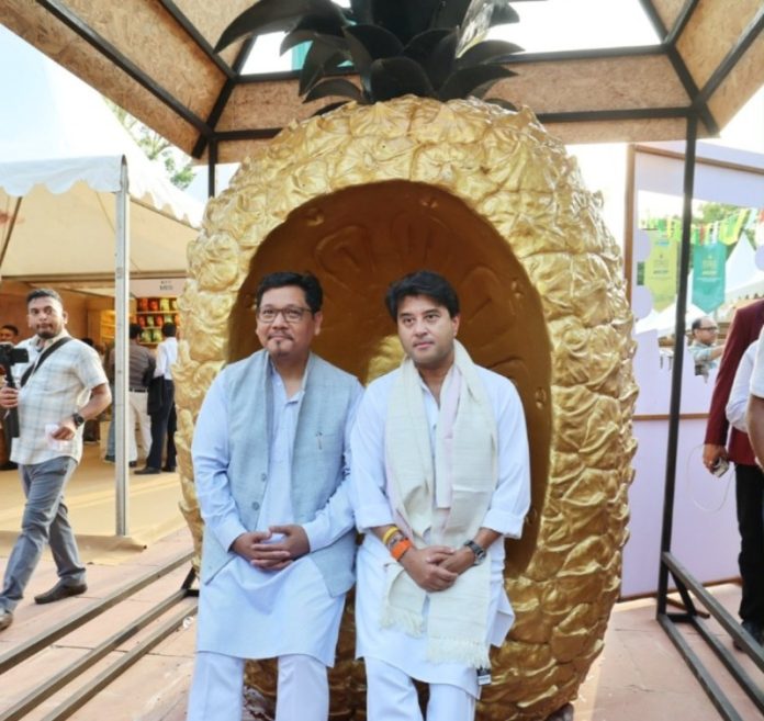 केंद्रीय मंत्री ज्योतिरादित्य सिंधिया ने मेघालय के सीएम संगमा के साथ मेघालय पाइनएप्पल फेस्टिवल का किया उद्घाटन