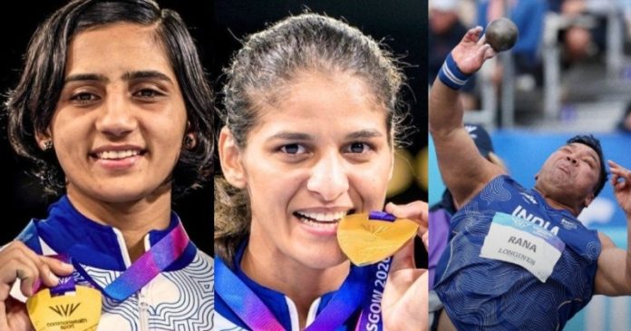 कॉमनवेल्थ गेम्स 2026 : बॉक्सिंग में प्रीति पवार और जैस्मिन लंबोरिया ने जीते गोल्ड मेडल, सोमन राणा ने पैरा शॉटपुट की F57 कैटेगरी में गोल्ड जीता कॉमनवेल्थ गेम्स 2026 : बॉक्सिंग में प्रीति पवार और जैस्मिन लंबोरिया ने जीते गोल्ड मेडल, सोमन राणा ने पैरा शॉटपुट की F57 कैटेगरी में गोल्ड जीता