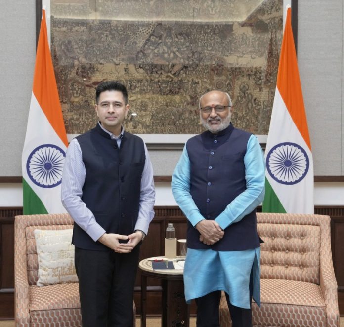 राज्यसभा सांसद राघव चड्ढा ने उपराष्ट्रपति सीपी राधाकृष्णन से मुलाकात की